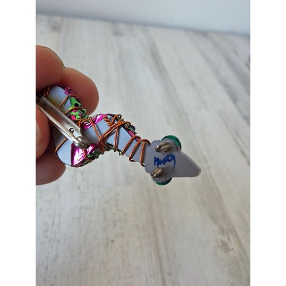 Mary? Snake pendant brooch unique beaded glitter colorful rainbow jewelry - Picture 8 of 8